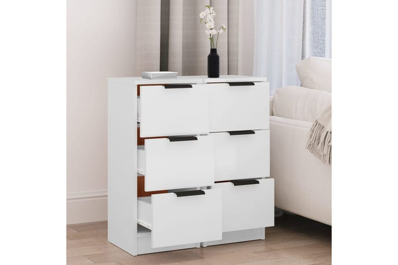 beBasic Skänkar 2 st vit 30x30x70 cm konstruerat trä - White - Sideboard & skänk