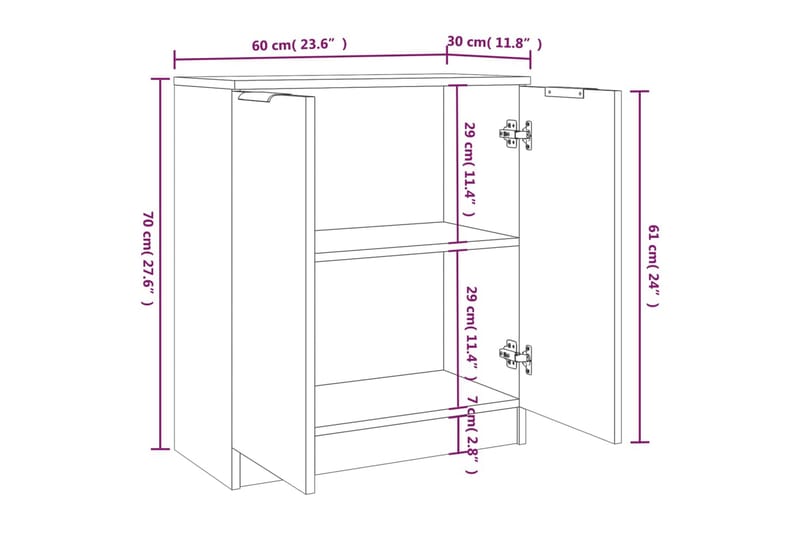 beBasic Skänkar 2 st vit 60x30x70 cm konstruerat trä - White - Sideboard & skänk