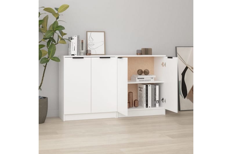 beBasic Skänkar 2 st vit 60x30x70 cm konstruerat trä - White - Sideboard & skänk