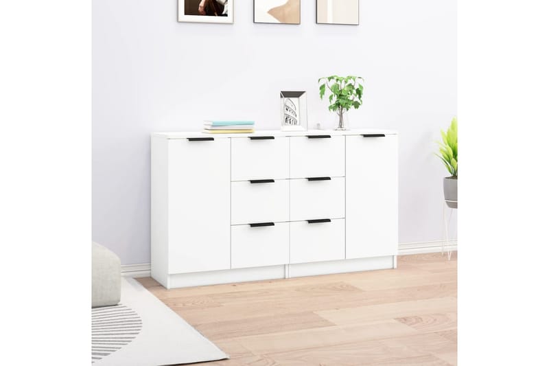 beBasic Skänkar 2 st vit 60x30x70 cm konstruerat trä - White - Sideboard & skänk