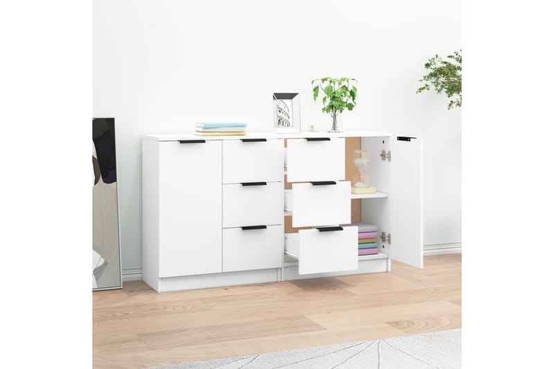 beBasic Skänkar 2 st vit 60x30x70 cm konstruerat trä - White - Sideboard & skänk