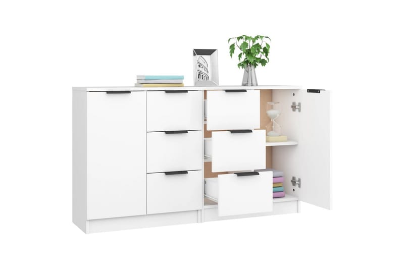 beBasic Skänkar 2 st vit 60x30x70 cm konstruerat trä - White - Sideboard & skänk