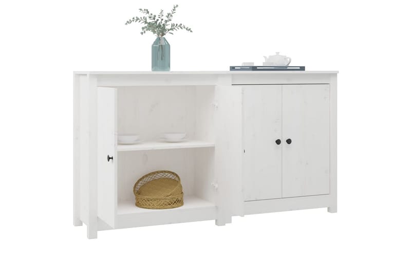 beBasic Skänkar 2 st vit 70x35x80 cm massiv furu - White - Förvaring - Förvaringsmöbler - Sideboard & skänk