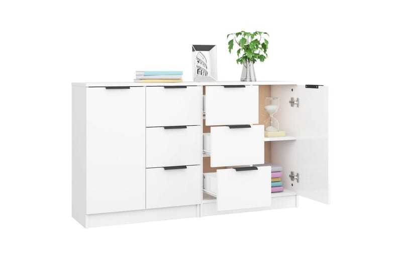 beBasic Skänkar 2 st vit högglans 60x30x70 cm konstruerat trä - White - Sideboard & skänk