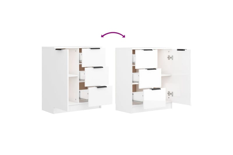 beBasic Skänkar 2 st vit högglans 60x30x70 cm konstruerat trä - White - Förvaring - Förvaringsmöbler - Sideboard & skänk