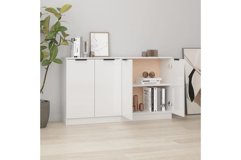 beBasic Skänkar 2 st vit högglans 60x30x70 cm konstruerat trä - White - Sideboard & skänk