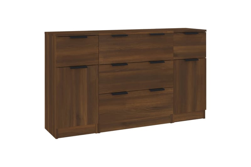 beBasic Skänkar 3 delar brun ek konstruerat trä - Brown - Förvaring - Förvaringsmöbler - Sideboard & skänk