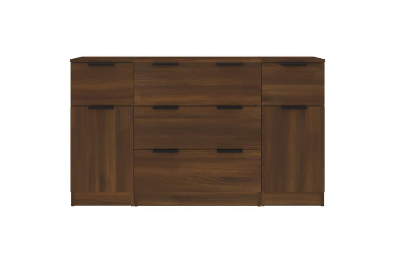 beBasic Skänkar 3 delar brun ek konstruerat trä - Brown - Sideboard & skänk