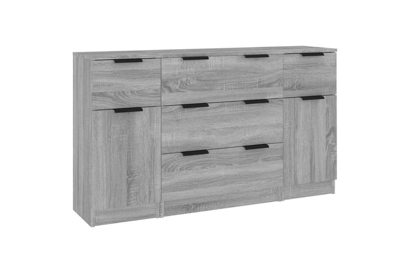 beBasic Skänkar 3 delar grå sonoma konstruerat trä - Grey - Förvaring - Förvaringsmöbler - Sideboard & skänk
