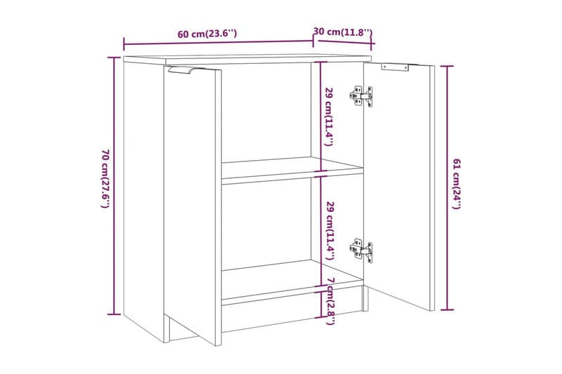 beBasic Skänkar 3 delar rökfärgad ek konstruerat trä - Brown - Förvaring - Förvaringsmöbler - Sideboard & skänk