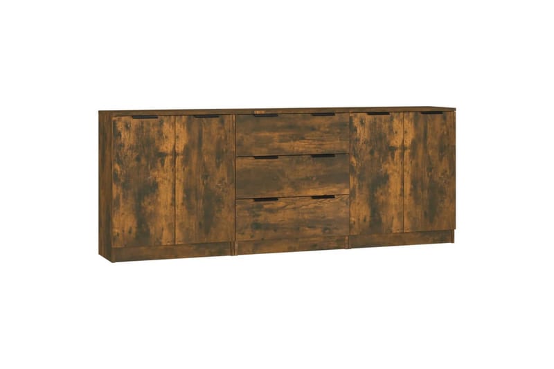 beBasic Skänkar 3 delar rökfärgad ek konstruerat trä - Brown - Förvaring - Förvaringsmöbler - Sideboard & skänk