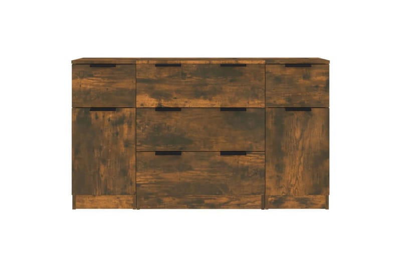 beBasic Skänkar 3 delar rökfärgad ek konstruerat trä - Brown - Förvaring - Förvaringsmöbler - Sideboard & skänk