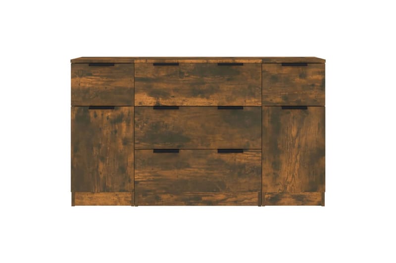 beBasic Skänkar 3 delar rökfärgad ek konstruerat trä - Brown - Sideboard & skänk