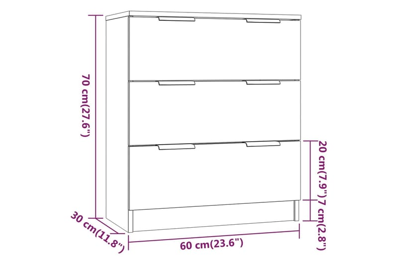 beBasic Skänkar 3 delar sonoma-ek konstruerat trä - Brown - Förvaring - Förvaringsmöbler - Sideboard & skänk