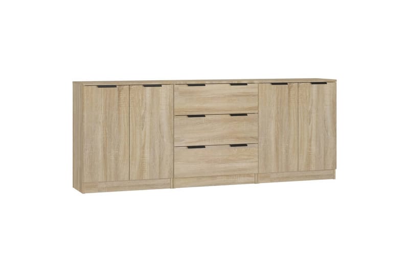 beBasic Skänkar 3 delar sonoma-ek konstruerat trä - Brown - Förvaring - Förvaringsmöbler - Sideboard & skänk