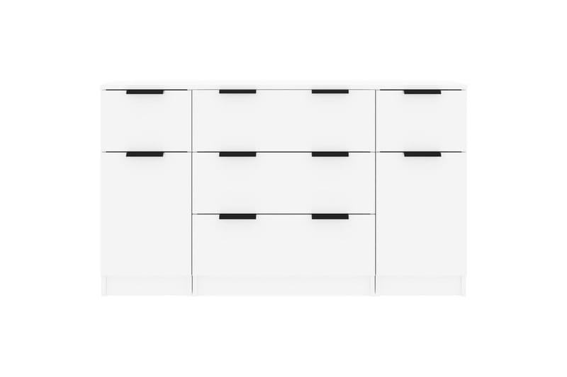 beBasic Skänkar 3 delar vit högglans konstruerat trä - White - Sideboard & skänk