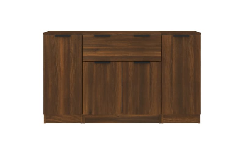 beBasic Skänkar 3 st brun ek konstruerat trä - Brown - Sideboard & skänk