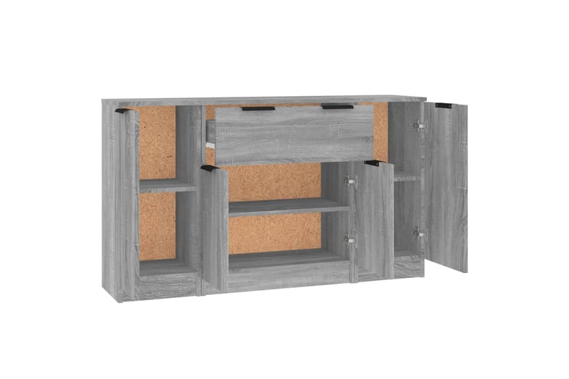beBasic Skänkar 3 st grå sonoma konstruerat trä - Grey - Förvaring - Förvaringsmöbler - Sideboard & skänk
