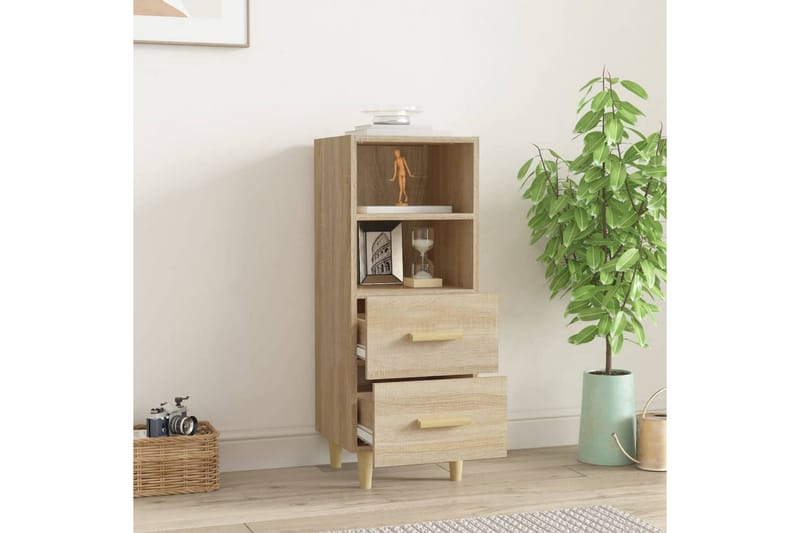 beBasic Skåp sonoma-ek 34,5x34x90 cm konstruerat trä - Brown - Förvaring - Förvaringsmöbler - Sideboard & skänk
