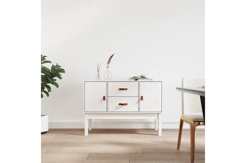 beBasic Skåp vit 110x40x78 cm massiv furu - White - Sideboard & skänk