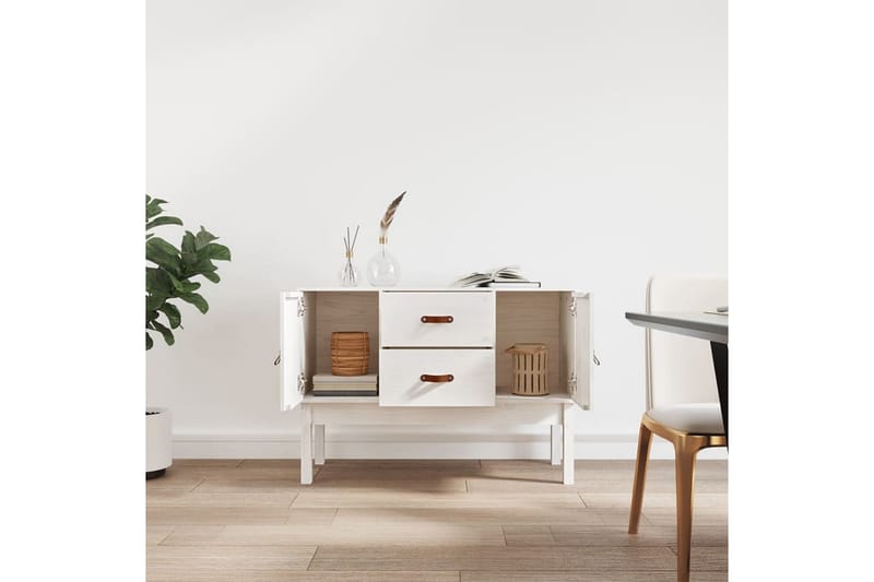 beBasic Skåp vit 110x40x78 cm massiv furu - White - Sideboard & skänk