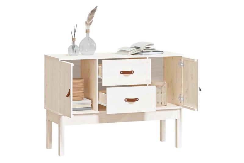 beBasic Skåp vit 110x40x78 cm massiv furu - White - Sideboard & skänk