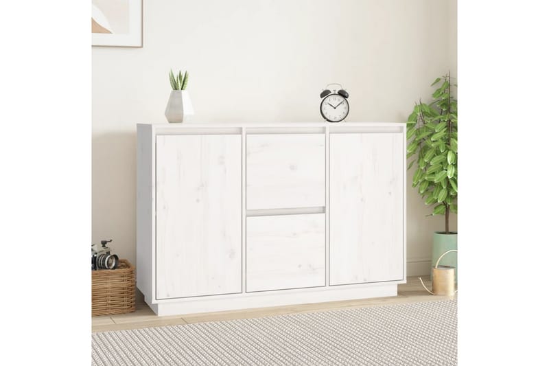 beBasic Skåp vit 111x34x75 cm massiv furu - White - Sideboard & skänk