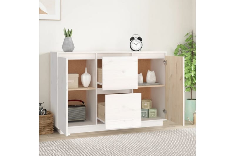 beBasic Skåp vit 111x34x75 cm massiv furu - White - Sideboard & skänk