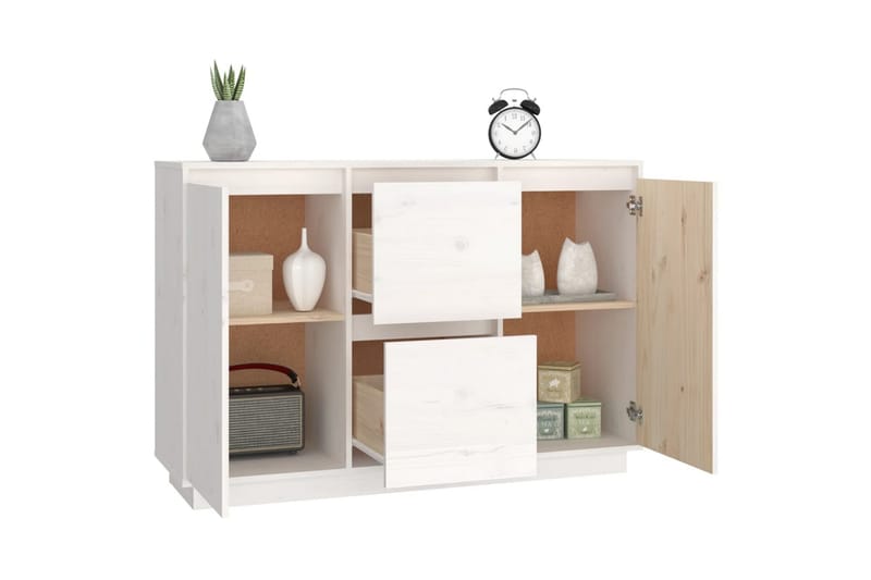 beBasic Skåp vit 111x34x75 cm massiv furu - White - Sideboard & skänk