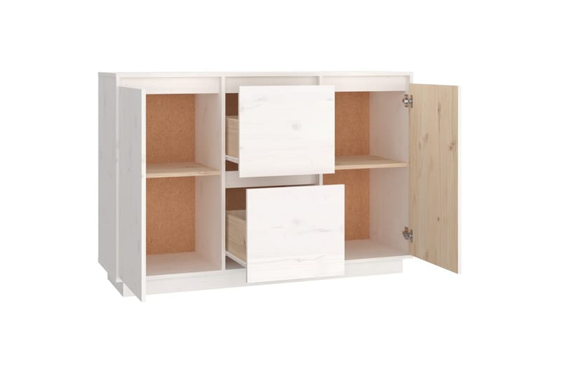 beBasic Skåp vit 111x34x75 cm massiv furu - White - Sideboard & skänk