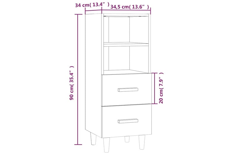 beBasic Skåp vit 34,5x34x90 cm konstruerat trä - White - Förvaring - Förvaringsmöbler - Sideboard & skänk