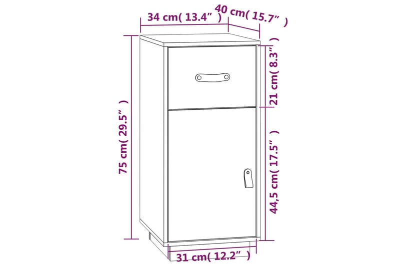 beBasic Skåp vit 34x40x75 cm massiv furu - White - Sideboard & skänk