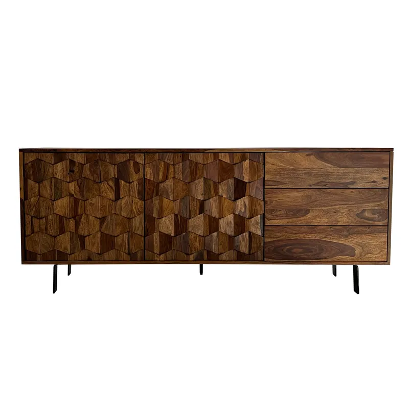 Belino Sideboard 175 cm Industriell stil, varmbrun och svart