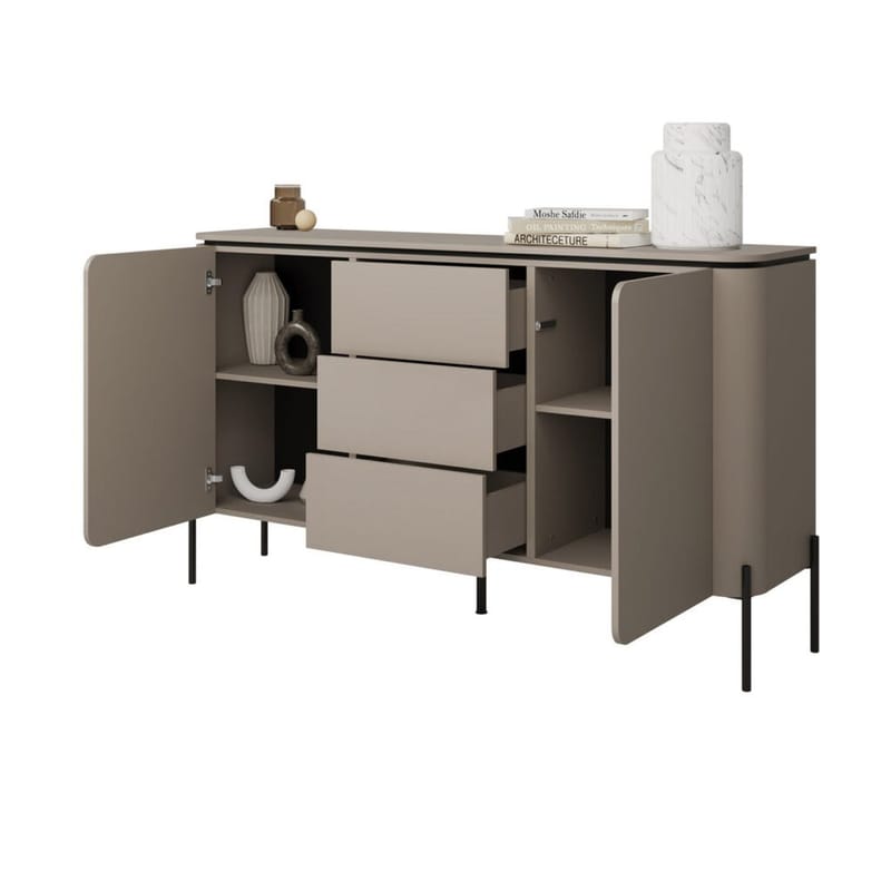 Bello Skänk med 2 Dörrar och 3 Lådor i Trä med Metallben - Taupe - Förvaring - Förvaringsmöbler - Sideboard & skänk