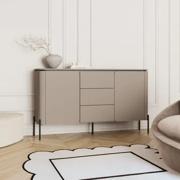 Bello Skänk med 2 Dörrar och 3 Lådor i Trä med Metallben - Taupe - Förvaring - Förvaringsmöbler - Sideboard & skänk
