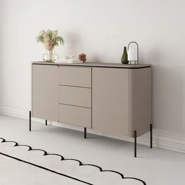 Bello Skänk med 2 Dörrar och 3 Lådor i Trä med Metallben - Taupe - Förvaring - Förvaringsmöbler - Sideboard & skänk