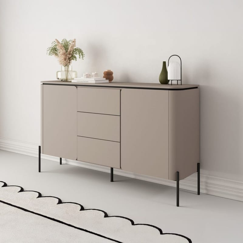 Bello Skänk med 2 Dörrar och 3 Lådor i Trä med Metallben - Taupe - Förvaring - Förvaringsmöbler - Sideboard & skänk