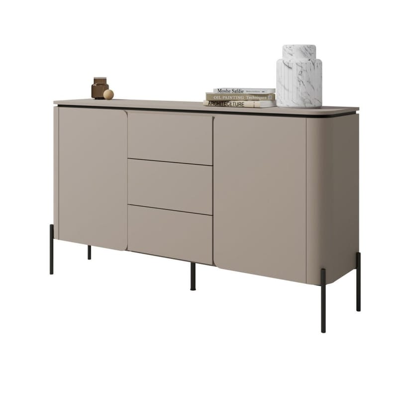 Bello Skänk med 2 Dörrar och 3 Lådor i Trä med Metallben - Taupe - Förvaring - Förvaringsmöbler - Sideboard & skänk
