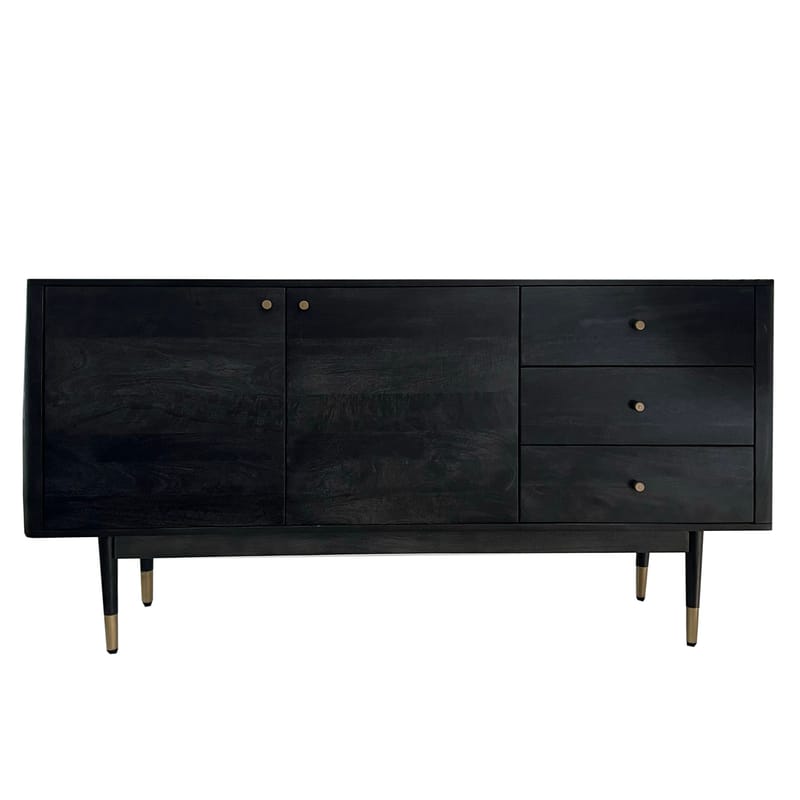 Beluna Sideboard 160 cm - djupsvart med guldfärgade detaljer - Förvaring - Förvaringsmöbler - Sideboard & skänk