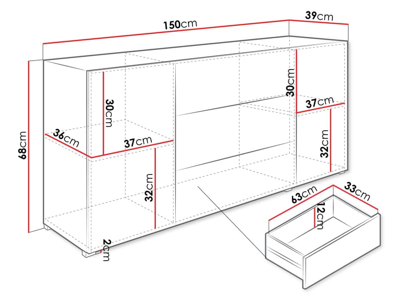 Bergfelde Skänk i Trä - Vit - Förvaring - Förvaringsmöbler - Sideboard & skänk