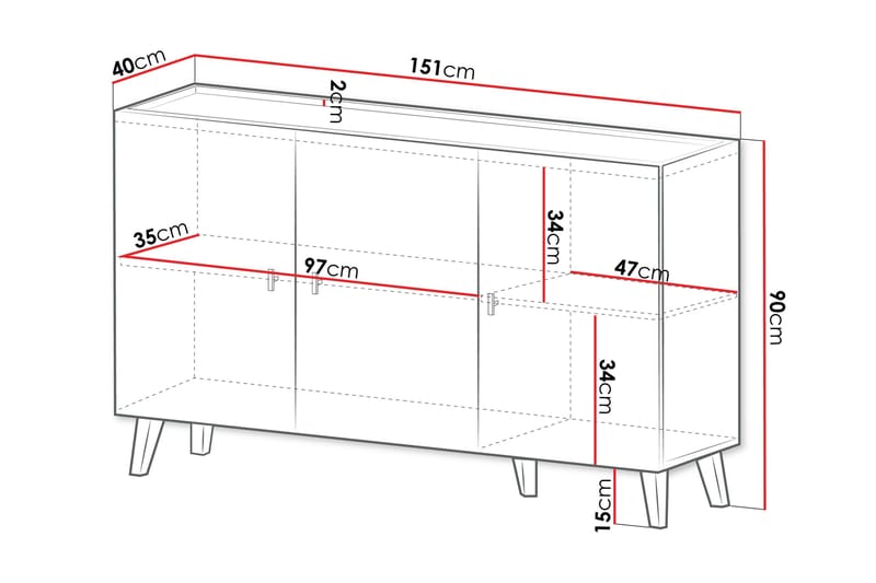 Betsi Skänk 151x40 cm - Förvaring - Förvaringsmöbler - Sideboard & skänk
