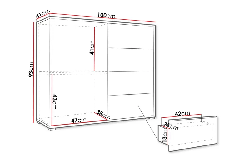 Agawal Byrå 100 cm - Beige - Förvaring - Förvaringsmöbler - Byrå - Hallbyrå
