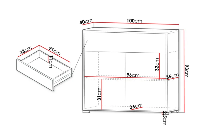 Agawal Byrå 100 cm - Beige - Förvaring - Förvaringsmöbler - Byrå - Hallbyrå