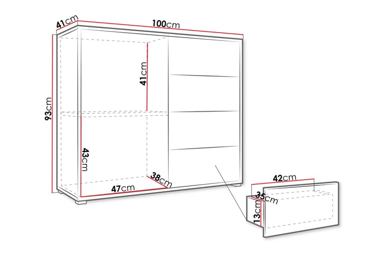 Agawal Byrå 100 cm - Beige - Förvaring - Förvaringsmöbler - Byrå - Hallbyrå