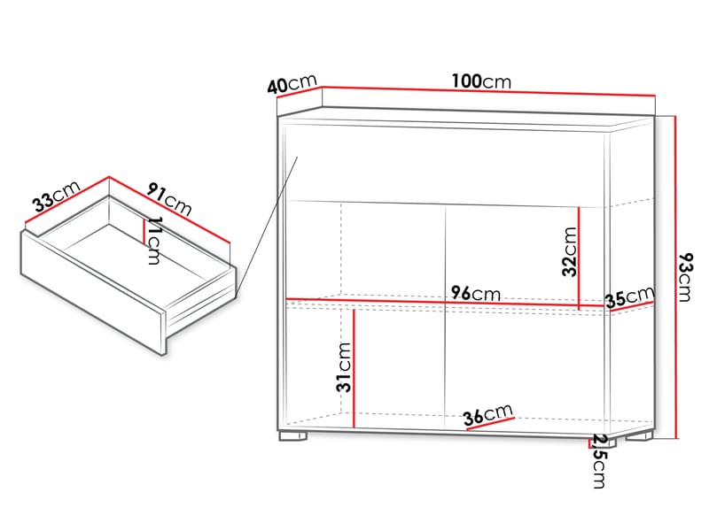Agawal Byrå 100 cm - Brun - Förvaring - Förvaringsmöbler - Byrå - Hallbyrå