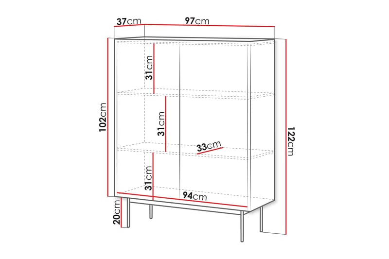 Akansh Byrå 97 cm - Beige - Förvaring - Förvaringsmöbler - Byrå - Hallbyrå