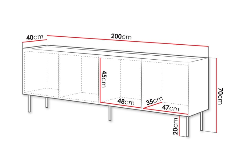 Akie Byrå 200 cm - Beige - Förvaring - Förvaringsmöbler - Byrå