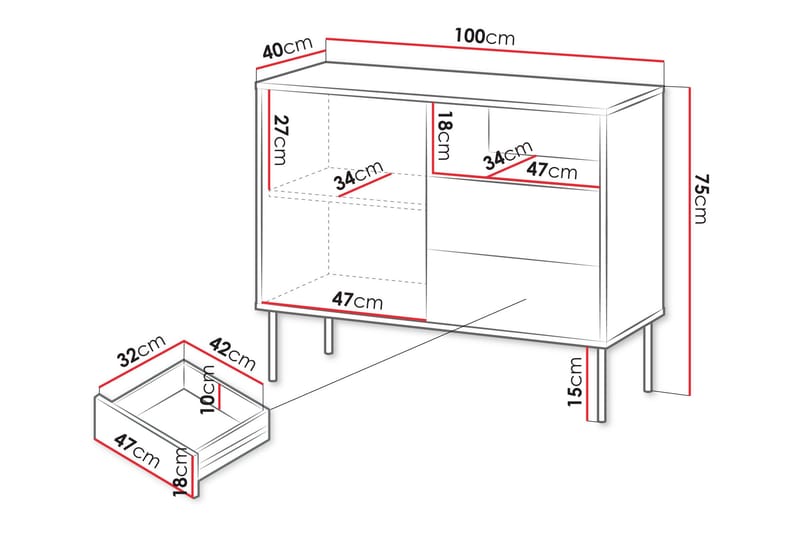 Akiko Byrå 100 cm - Grön - Förvaring - Förvaringsmöbler - Byrå - Hallbyrå