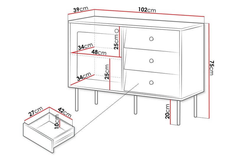 Akilesh Byrå 102 cm - Vit - Förvaring - Förvaringsmöbler - Byrå