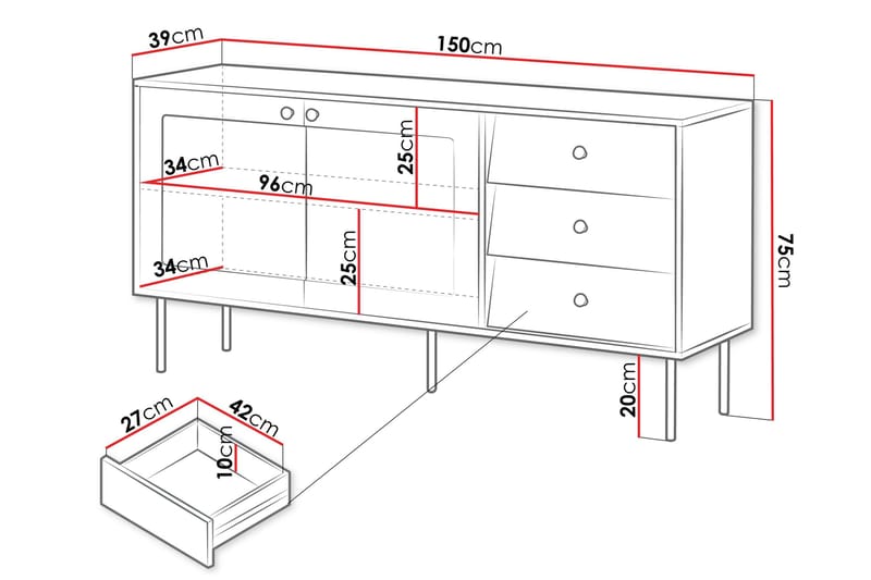 Akilesh Byrå 150 cm - Svart - F örvaring - Förvaringsmöbler - Byrå